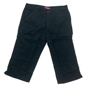 Woman Within Black Cotton Cropped Capri Pants Size 14WP Plus Size